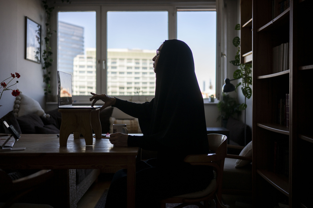Sister Vassa Larin, a prominent American Orthodox nun, public speaker and YouTube presenter, records one of her videos in Vienna, Austria, on Wednesday, Sept 3. 2025. (AP Photo/Denes Erdos)