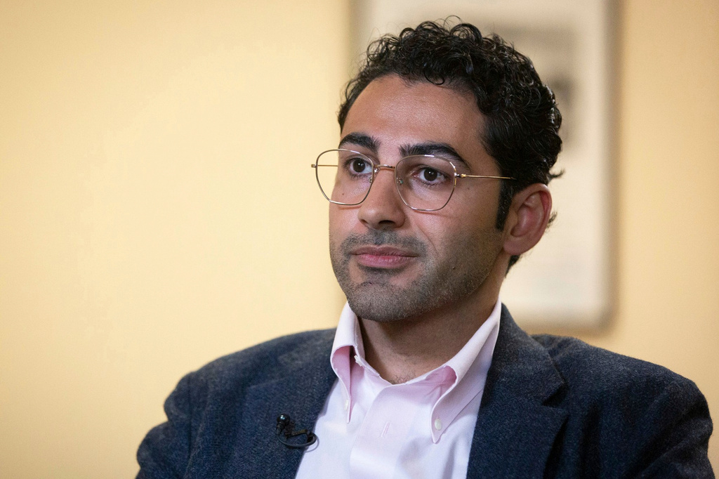 FILE - Mohsen Mahdawi speaks during an interview at the ACLU of Vermont on May 8, 2025, in Montpelier, Vt. (AP Photo/Alex Driehaus, File)