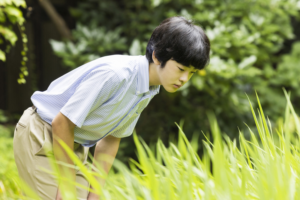 FILE - This photo provided by the Imperial Household Agency of Japan shows Prince Hisahito, Emperor Naruhito's nephew, posing for a photograph in the garden of the Akasaka imperial property residence in Tokyo on Aug. 7, 2022. (The Imperial Household Agency of Japan via AP, File)