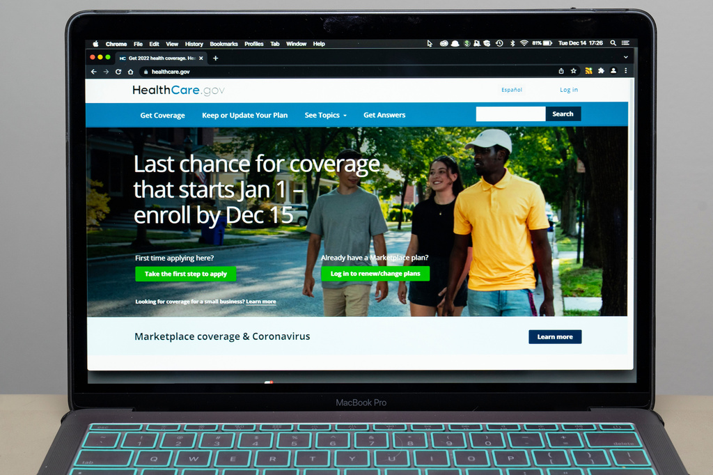 FILE - The healthcare.gov website is seen on Dec. 14, 2021, in Fort Washington, Md. (AP Photo/Alex Brandon, File)