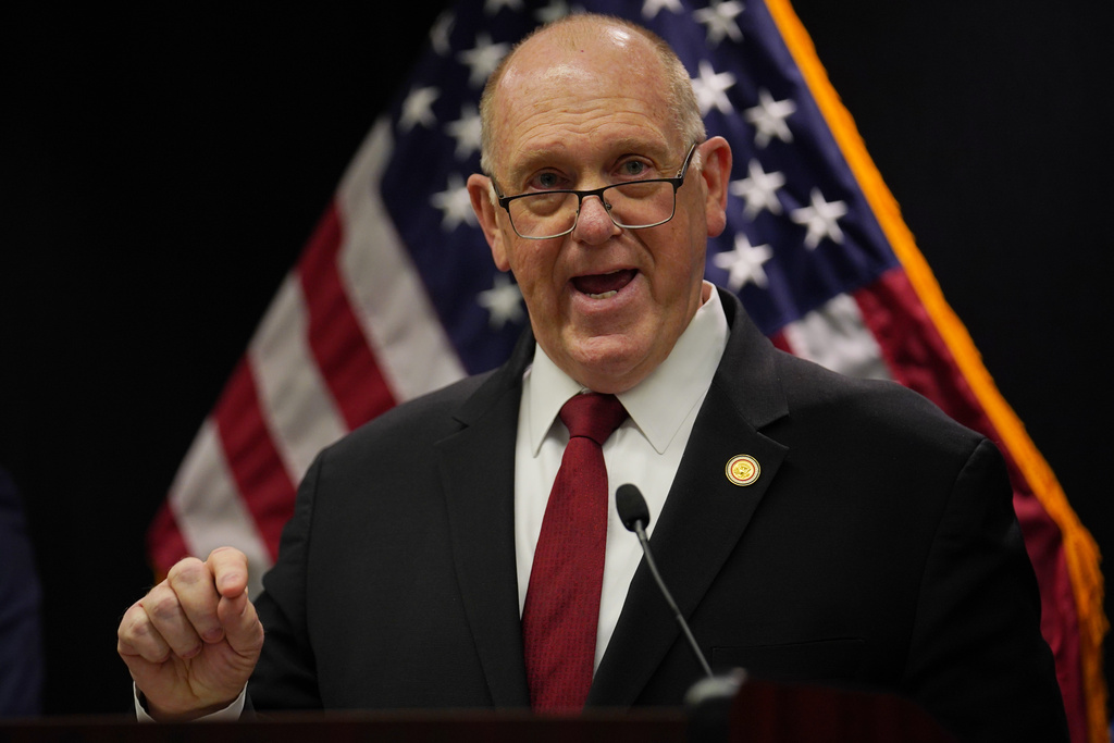 White House border czar Tom Homan holds a news conference at the Bishop Whipple Federal building on Wednesday, Feb. 4, 2026 in Minneapolis. (AP Photo/Ryan Murphy)