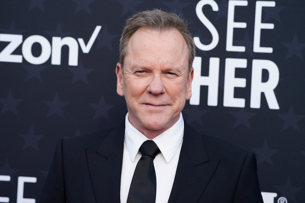 FILE - Kiefer Sutherland arrives at the 29th Critics Choice Awards Jan. 14, 2024, at the Barker Hangar in Santa Monica, Calif. (Photo by Jordan Strauss/Invision/AP, File)