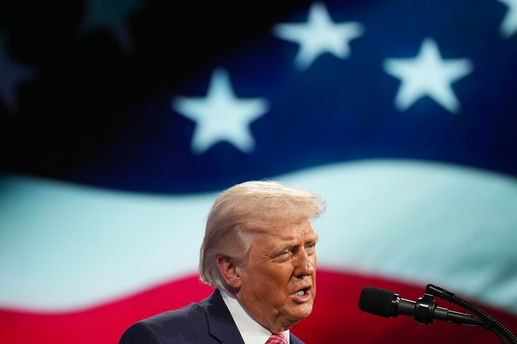 President Donald Trump speaks at the Future Investment Initiative Institute's summit Friday, March 27, 2026, in Miami Beach, Fla. (AP Photo/Mark Schiefelbein)