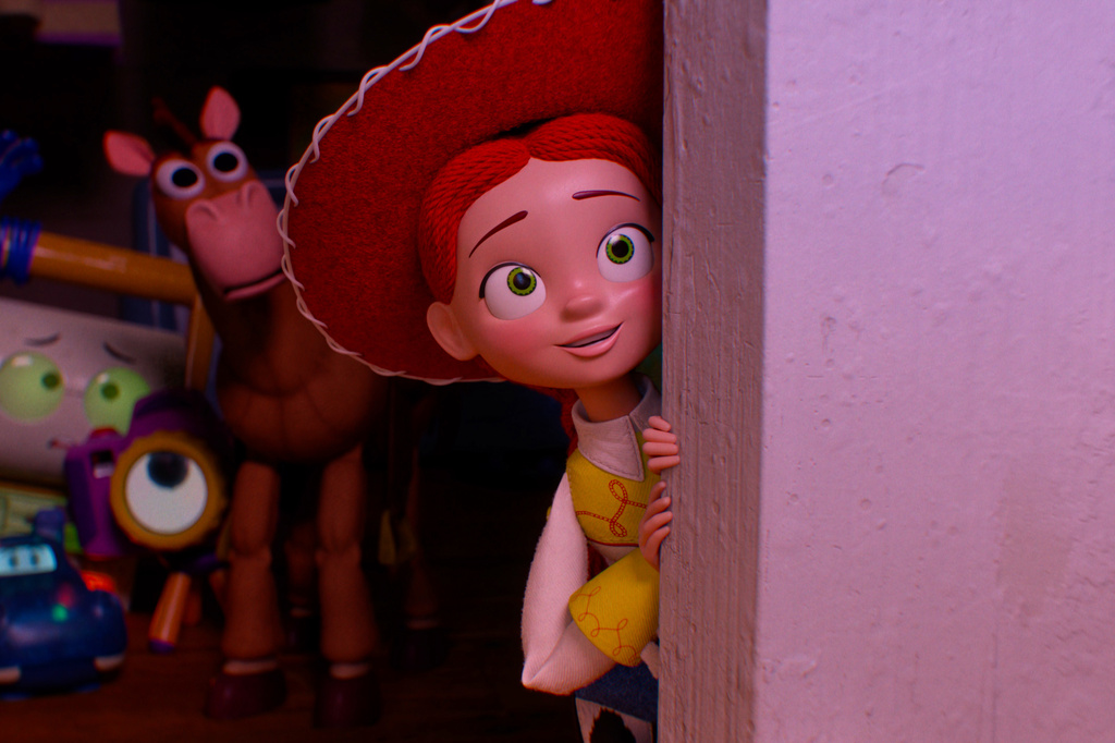 This image released by Pixar shows the character Jessie, voiced by Joan Cusack, in a scene from "Toy Story 5." (Pixar-Disney via AP)