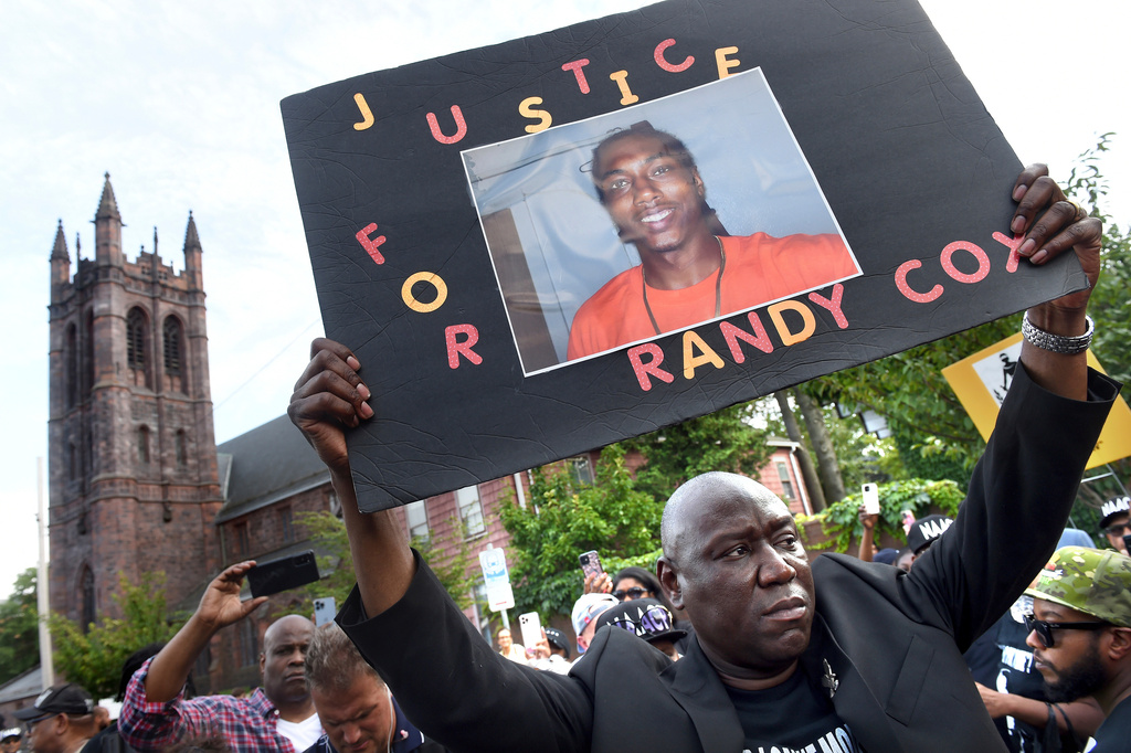 FILE - Civil rights attorney Benjamin Crump takes part in a march for justice for Richard "Randy" Cox to the New Haven Police Department on July 8, 2022, in New Haven, Conn. (Arnold Gold/New Haven Register via AP, File)