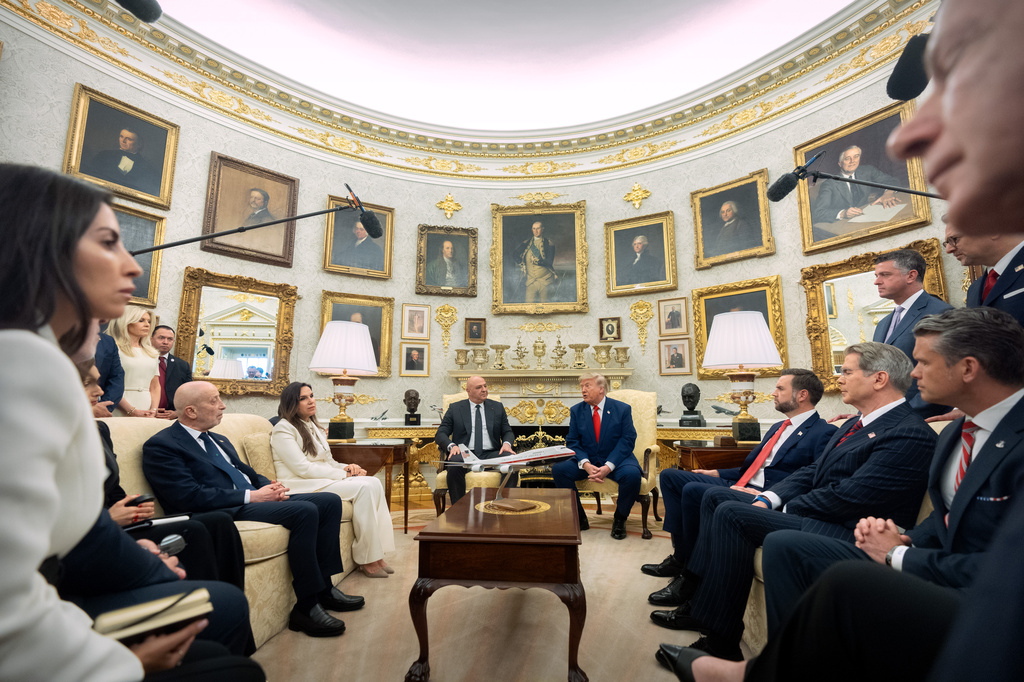 President Donald Trump meets with Lebanese President Joseph Aoun in the Oval Office at the White House, Tuesday, July 21, 2026, in Washington. (AP Photo/Mark Schiefelbein)