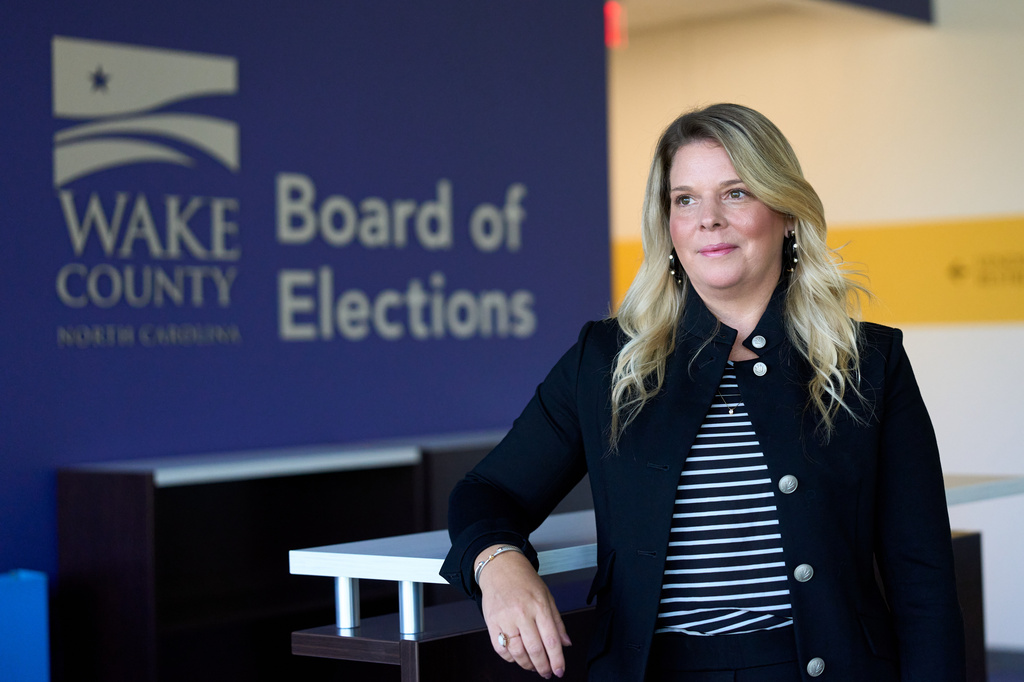 Olivia McCall, director of the Wake County Board of Elections, poses for a portrait on Thursday, Sept. 3, 2026, in Raleigh, N.C. (AP Photo/Matt Ramey)