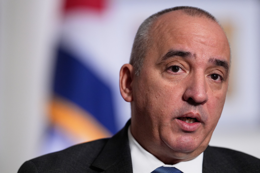 FILE - Ernesto Soberón Guzmán, Cuban ambassador to the United Nations, speaks to reporters in New York, Thursday, April 23, 2026. (AP Photo/Seth Wenig,File)