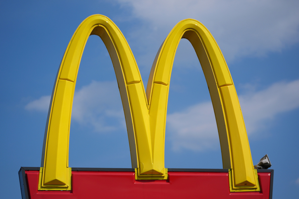 FILE - A McDonald's logo is seen at a restaurant in Warren, Mich., on Sept. 2, 2025. (AP Photo/Paul Sancya, File)