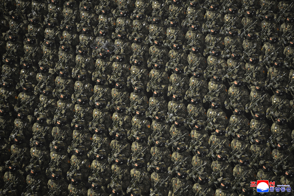 In this photo provided by the North Korean government, soldiers attend a parade at Kim Il Sung Square in Pyongyang, North Korea Wednesday, Feb. 25, 2026 as the North wrapped up the Workers’ Party congress. Independent journalists were not given access to cover the event depicted in this image distributed by the North Korean government. The content of this image is as provided and cannot be independently verified. Korean language watermark on image as provided by source reads: "KCNA" which is the abbreviation for Korean Central News Agency. (Korean Central News Agency/Korea News Service via AP)