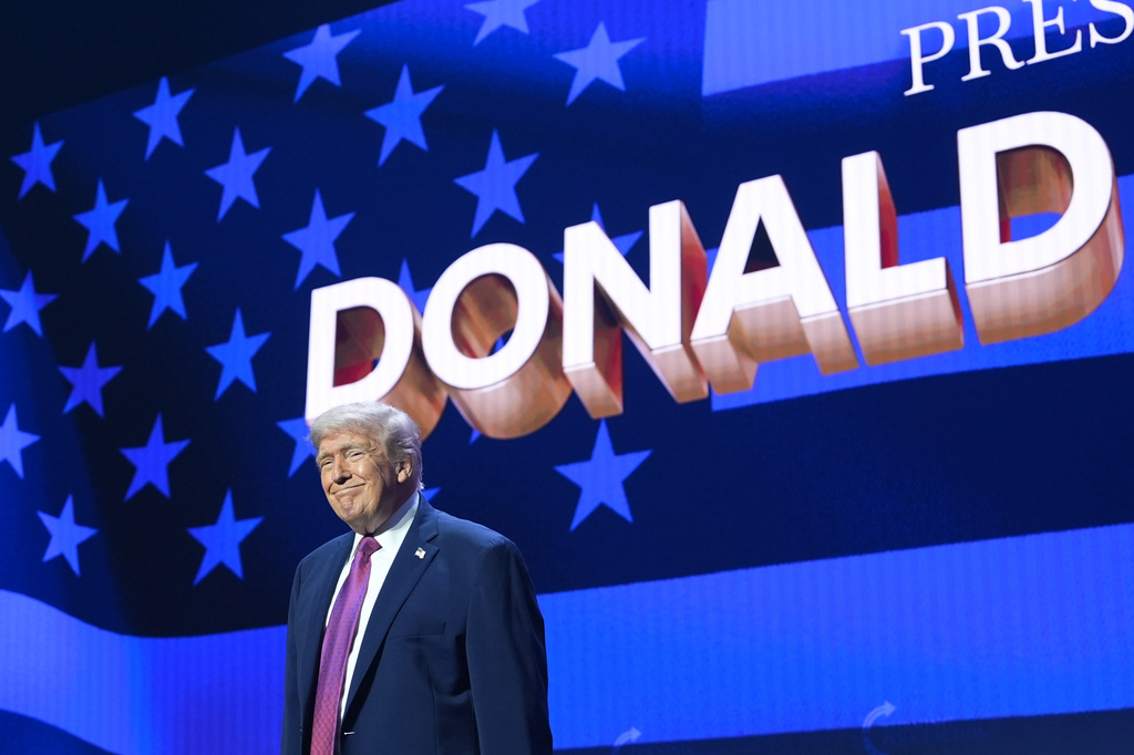 President Donald Trump arrives at a Turning Point USA event at Dream City Church, Friday, April 17, 2026, in Phoenix. (AP Photo/Alex Brandon)