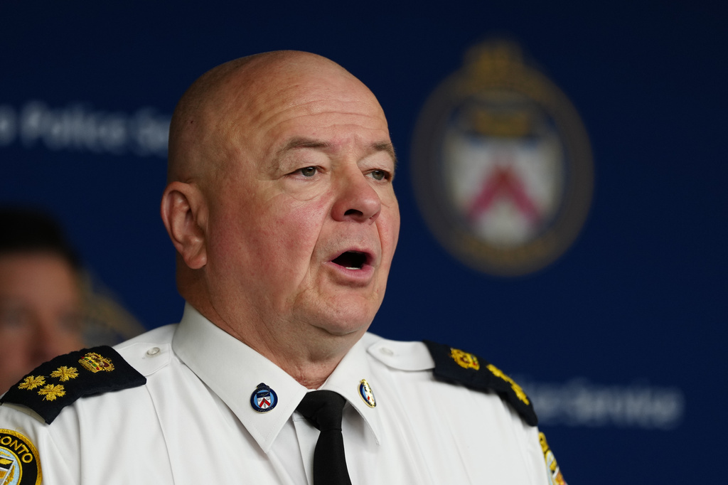 Toronto Police Chief Myron Demkiw speaks at a news conference in Toronto on Tuesday, June 16, 2026. (Frank Gunn/The Canadian Press via AP)