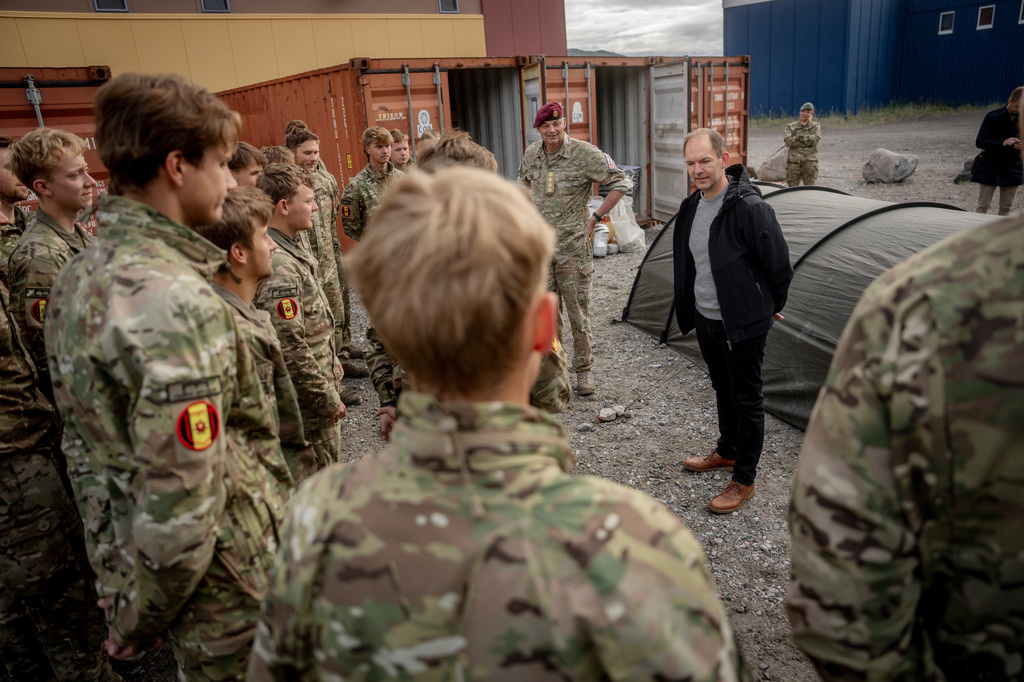 Jeppe Bruus, new Danish Defense Minister visits the army contribution in Kangerlussuaq, Greenland, Monday, June 22, 2026. (Mads Claus Rasmussen/Ritzau Scanpix via AP)