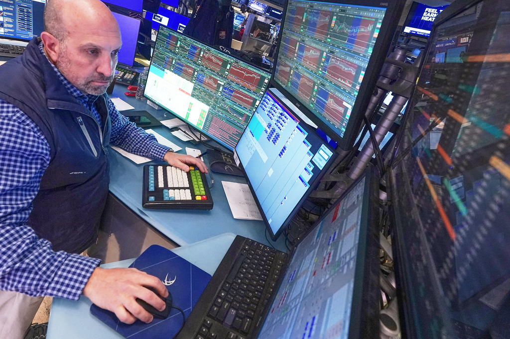 Specialist James Denaro works at his post on the floor of the New York Stock Exchange, Tuesday, May 5, 2026. (AP Photo/Richard Drew)