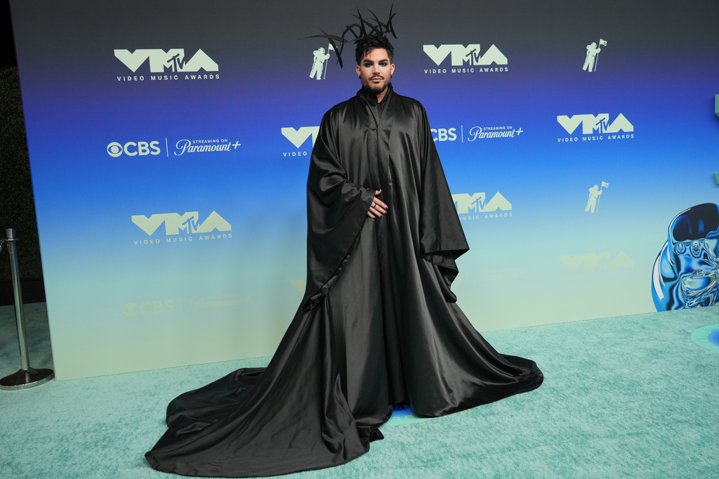 Adam Lambert arrives at the MTV Video Music Awards on Sunday, Sept. 27, 2026, at the Peacock Theater in Los Angeles. (Photo by Jordan Strauss/Invision/AP)
