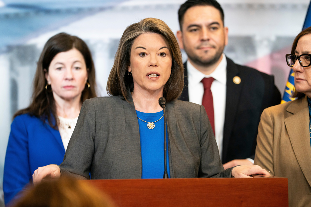 FILE - Rep. Angie Craig, D-Minn., speaks at a news conference at the Capitol, Jan. 15, 2026, in Washington. (AP Photo/Allison Robbert, File)