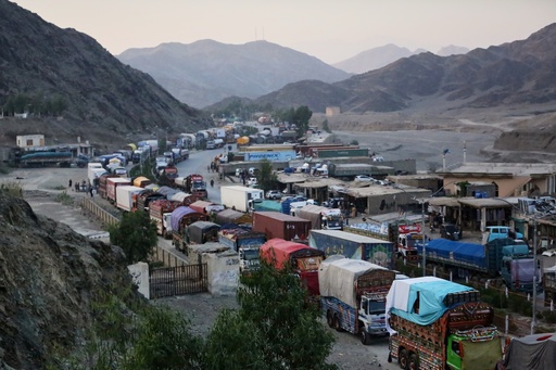 A line of cargo trucks bound for Pakistan is stranded on the Afghan side of the Torkham border crossing, which remained closed after clashes, in Nangarhar province, Afghanistan, Tuesday, Oct. 14, 2025. (AP Photo/Wahidullah Kakar) A line of cargo trucks bound for Pakistan is stranded on the Afghan side of the Torkham border crossing, which remained closed after clashes, in Nangarhar province, Afghanistan, Tuesday, Oct. 14, 2025. (AP Photo/Wahidullah Kakar)