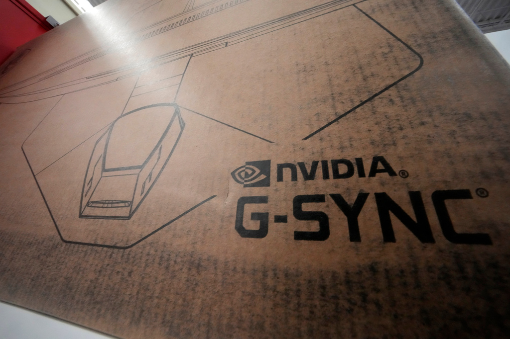 FILE - This is the NVIDIA logo on a gaming computer screen box at a Best Buy store in Pittsburgh on Monday, Jan. 23, 2023. (AP Photo/Gene J. Puskar, file)
