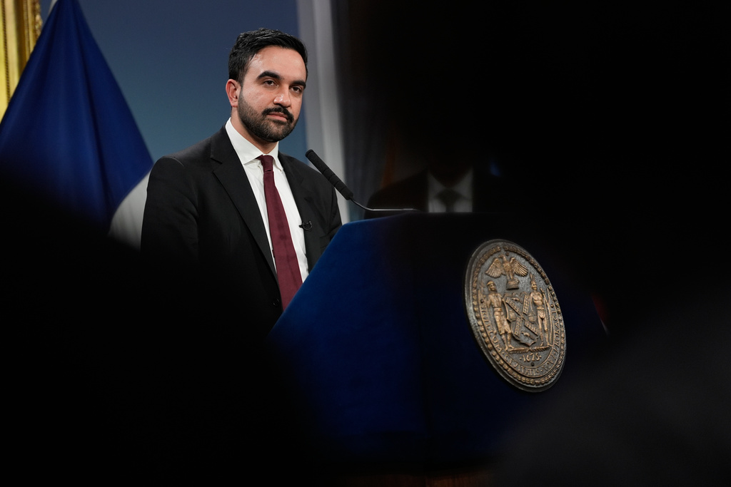 New York City Mayor Zohran Mamdani speaks to reporters during a news conference in New York, Tuesday, Feb. 17, 2026. (AP Photo/Seth Wenig)