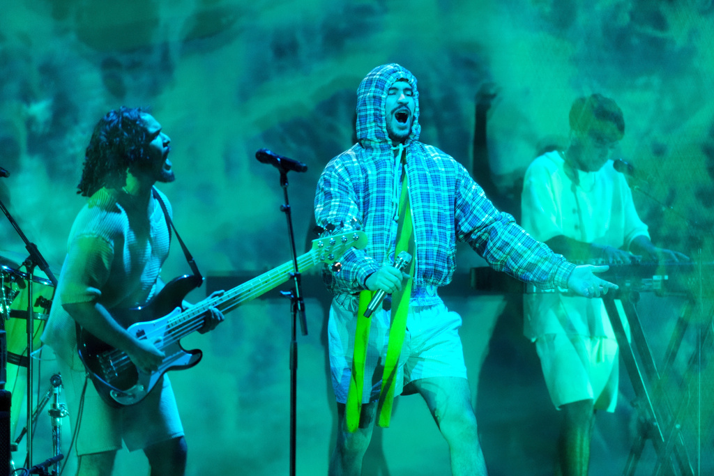 Bad Bunny performs during the 2025 Latin Grammys on Thursday, Nov. 13, 2025, at MGM Grand in Las Vegas. (AP Photo/Chris Pizzello)