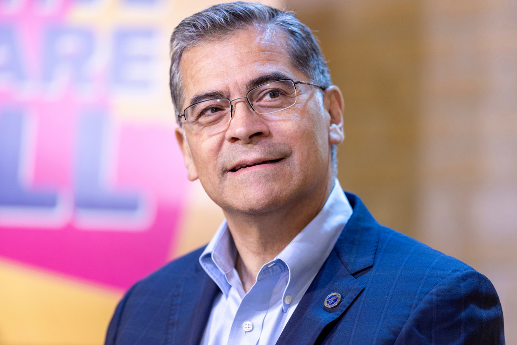 FILE - U.S. Health Secretary Xavier Becerra speaks at the Linen Building in Boise, Idaho, June 26, 2024. (AP Photo/Kyle Green, File)