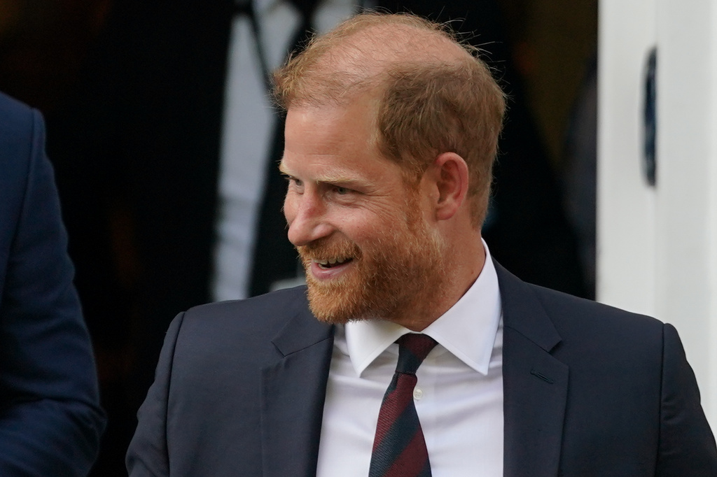 Britain's Prince Harry leaves Chatham House during a visit to the UK for a series of charity engagements in London, Tuesday, July 7, 2026.(AP Photo/Alberto Pezzali)