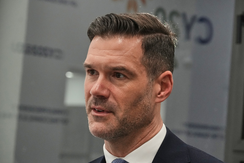 Swedish Migration Minister Johan Forssell speaks during an interview with The Associated Press during a meeting of EU Justice and Home Affairs ministers at Filoxenia conference center in Nicosia, Cyprus, Thursday, Jan. 22, 2026. (AP Photo/Petros Karadjias)