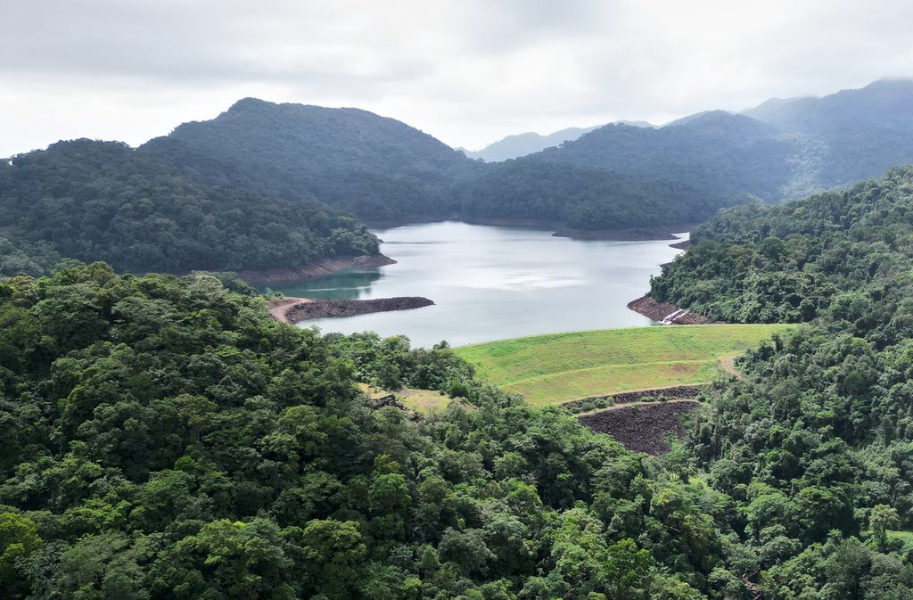 An aerial view of the Guma Dam, about a mile from Bio Barray in the Western Area Peninsula National Park, Sierra Leone, Wednesday, July 2, 2025. (AP Photo/Misper Apawu)