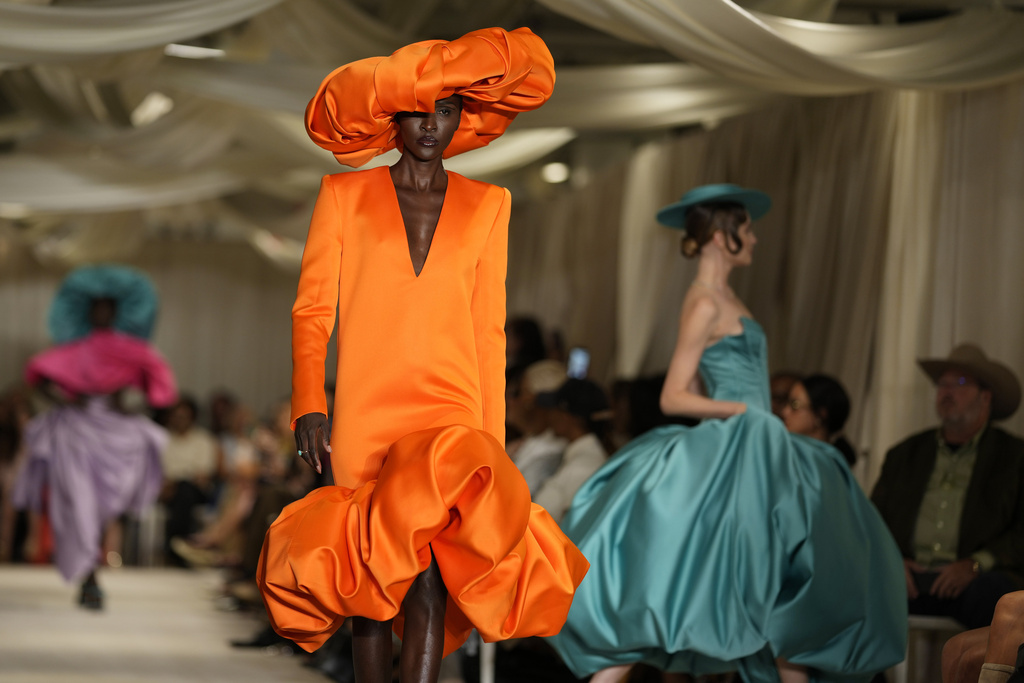 Models walk the runway during the Christian Siriano Spring/Summer 2026 fashion show as part of New York Fashion Week on Friday, Sept. 12, 2025, in New York. (Photo by Charles Sykes/Invision/AP)