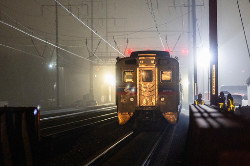 FILE - A SEPTA Regional Rail train sits after the train caught fire Feb. 6, 2025 in Ridley Park, Pa. (Charles Fox/The Philadelphia Inquirer via AP, File) FILE - A SEPTA Regional Rail train sits after the train caught fire Feb. 6, 2025 in Ridley Park, Pa. (Charles Fox/The Philadelphia Inquirer via AP, File)