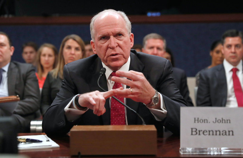 FILE - Former CIA Director John Brennan testifies on Capitol Hill in Washington, May 23, 2017, before the House Intelligence Committee Russia Investigation Task Force. (AP Photo/Pablo Martinez Monsivais, File)