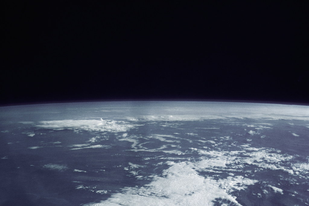 FILE - This photo provided by NASA shows the Atlantic Ocean as astronaut Leroy Gordon Cooper orbits the earth in spaceship Faith 7 on May 16, 1963. (AP Photo/NASA, File)
