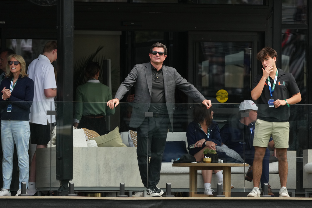 FILE - CEO of LIV Golf Scott O'Neil attends the Maaden LIV Golf Virginia tournament at Trump National Golf Club, Saturday, May 9, 2026, in Sterling, Va. (AP Photo/Alex Brandon, File)