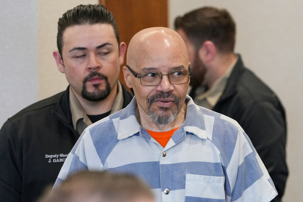 FILE - Douglas Carter is brought into the courtroom for a hearing in 4th District Court in Provo, Utah, April 3, 2026. (Chris Samuels/The Salt Lake Tribune via AP, Pool, File)