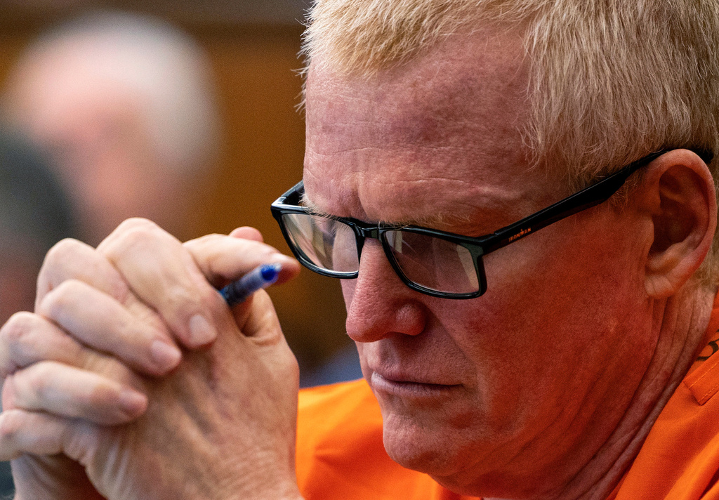 FILE - Alex Murdaugh, convicted of killing his wife, Maggie, and younger son, Paul, in June 2021, listens during a hearing on the motion for a retrial, Jan. 16, 2024, at the Richland County Judicial Center, in Columbia, S.C. (Gavin McIntyre/The Post and Courier via AP, Pool, File)