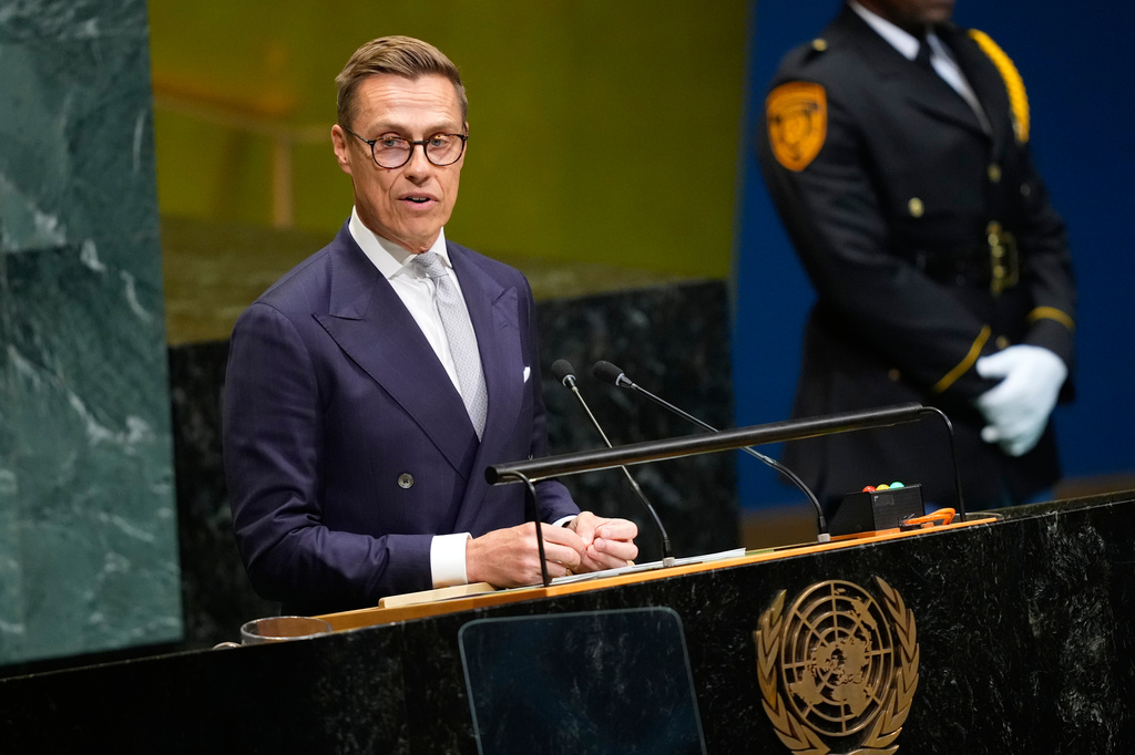 Finland's President Alexander Stubb speaks during the 81st session of the United Nations General Assembly at United Nations headquarters, Tuesday, Sept. 22, 2026. (AP Photo/Yuki Iwamura)