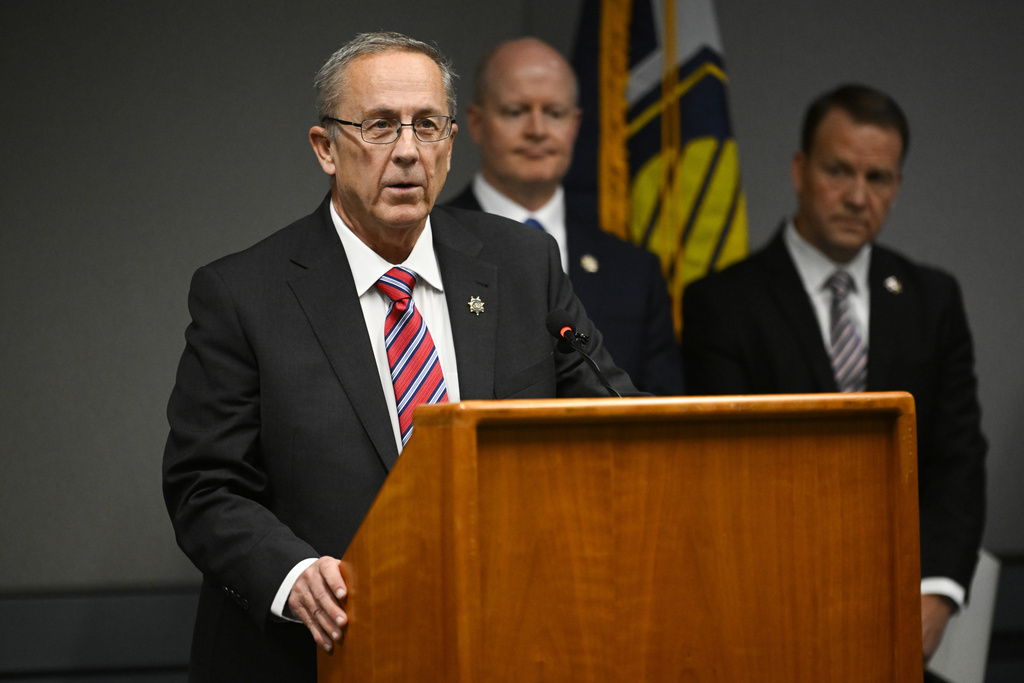 Utah County Attorney Jeff Gray speaks during a news conference announcing charges filed against Tyler Robinson, the man accused of fatally shooting conservative activist Charlie Kirk, Tuesday, Sept. 16, 2025, in Provo, Utah. (AP Photo/Alex Goodlett)