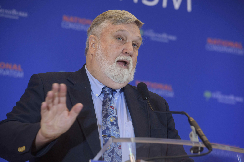Douglas Wilson, Senior Minister of Christ Church, Moscow, Idaho, speaks at the National Conservatism Conference, Thursday, Sept. 4, 2025, in Washington. (AP Photo/Rod Lamkey, Jr.)