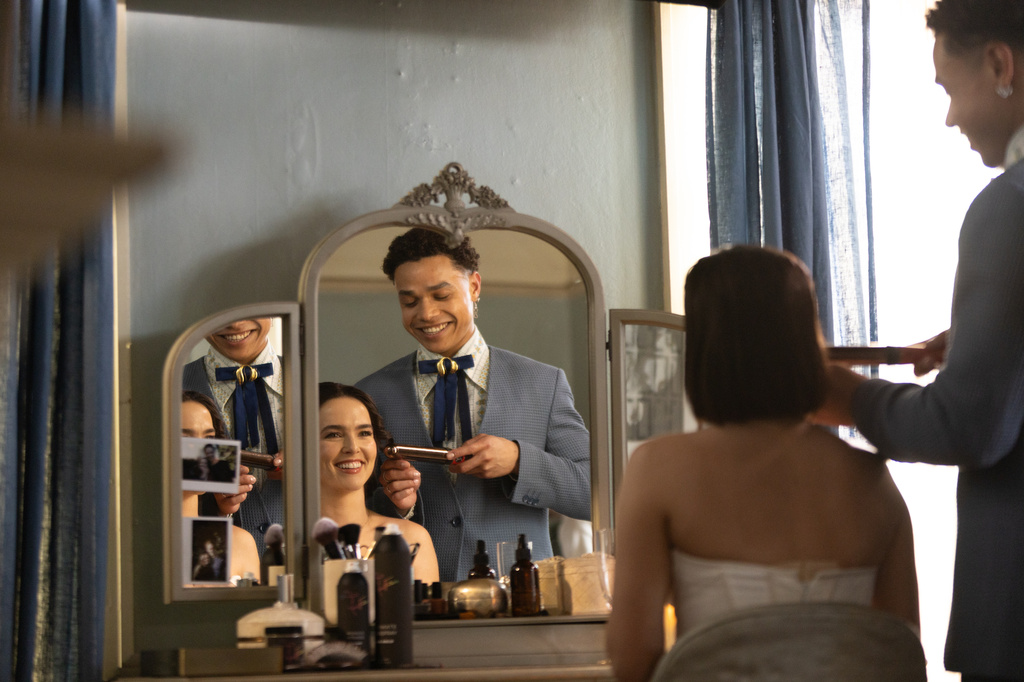 This image released by Sony Pictures Classics shows Zoey Deutch, left, and Miles Gutierrez-Riley in a scene from "Gail Daughtry and the Celebrity Sex Pass." (Sony Pictures Classics via AP)
