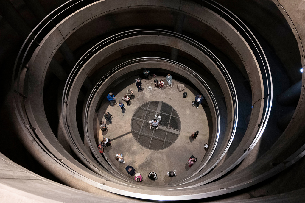 People yodel during a public event in an underground garage in Graz, Austria, on Wednesday, Sept. 23, 2026. (AP Photo/Denes Erdos)