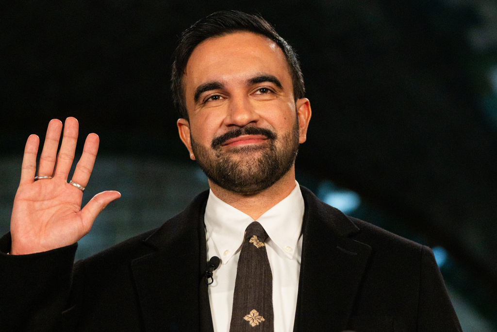 Zohran Mamdani is sworn in as mayor of New York City at Old City Hall Station, New York, Thursday, Jan. 1, 2026. (Amir Hamja/The New York Times via AP, Pool)