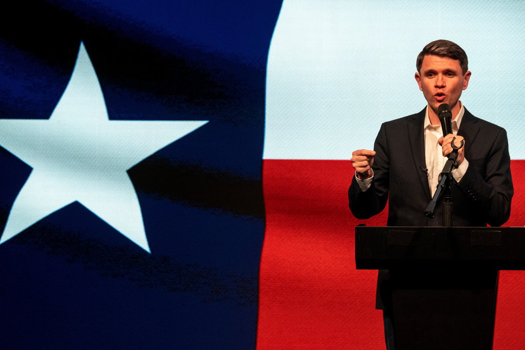Texas state Rep. and Democratic Senate candidate James Talarico attends a rally in Houston, Wednesday, May 27, 2026. (AP Photo/Joel Angel Juarez)