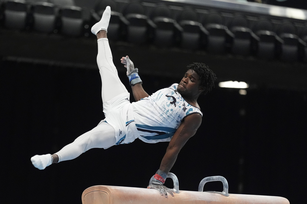 Fred Richard competes in the men's pommel horse during the U.S. Gymnastics Championships, Thursday, Aug. 6, 2026, in Phoenix. (AP Photo/Ross D. Franklin)