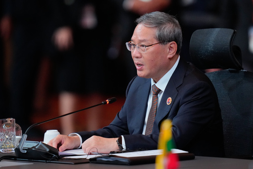 China's Premier Li Qiang delivers his speech during the ASEAN - China summit in Kuala Lumpur, Malaysia, Tuesday, Oct. 28, 2025. (AP Photo/Vincent Thian, Pool) China's Premier Li Qiang delivers his speech during the ASEAN - China summit in Kuala Lumpur, Malaysia, Tuesday, Oct. 28, 2025. (AP Photo/Vincent Thian, Pool)