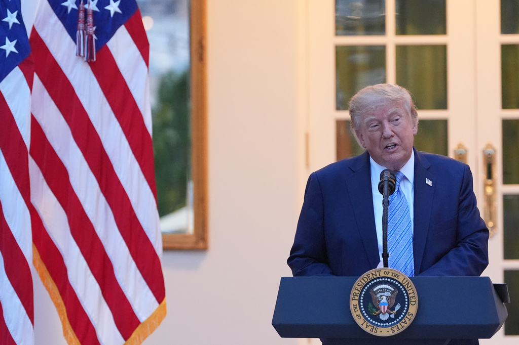 President Donald Trump speaks during a dinner in the Rose Garden of the White House, Thursday, Sept. 17, 2026, in Washington. (AP Photo/Alex Brandon)