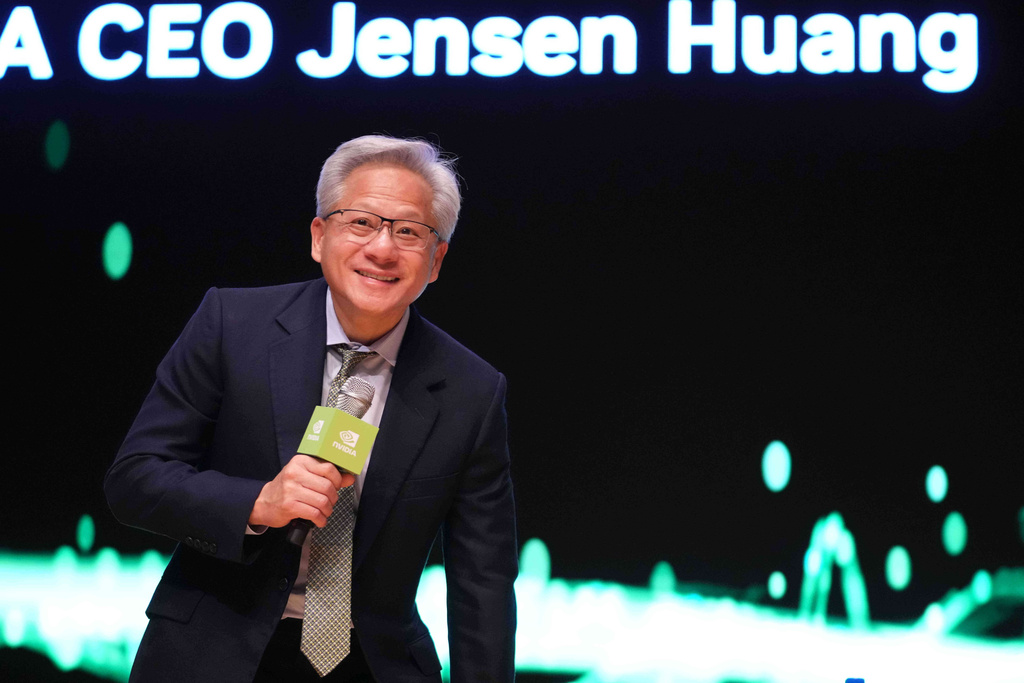 FILE - Nvidia CEO Jensen Huang speaks during a press conference at the Asia-Pacific Economic Cooperation (APEC) CEO summit in Gyeongju, South Korea, Friday, Oct.31, 2025 (AP Photo/Lee Jin-man, File)