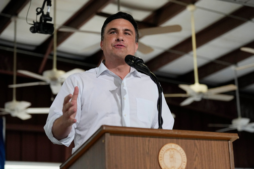 FILE - Lexington tech entrepreneur Nate Morris speaks at the annual Fancy Farm picnic, Aug. 2, 2025, in Fancy Farm, Ky. (AP Photo/Mark Humphrey, File) FILE - Lexington tech entrepreneur Nate Morris speaks at the annual Fancy Farm picnic, Aug. 2, 2025, in Fancy Farm, Ky. (AP Photo/Mark Humphrey, File)