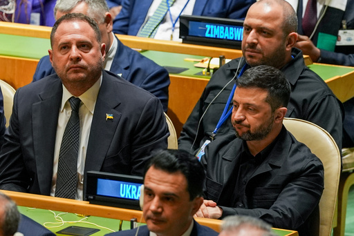 Ukraine President Volodymyr Zelenskyy listens as President Donald Trump addresses the 80th session of the United Nations General Assembly, Tuesday, Sept. 23, 2025, at UN headquarters. (AP Photo/Angelina Katsanis) Ukraine President Volodymyr Zelenskyy listens as President Donald Trump addresses the 80th session of the United Nations General Assembly, Tuesday, Sept. 23, 2025, at UN headquarters. (AP Photo/Angelina Katsanis)