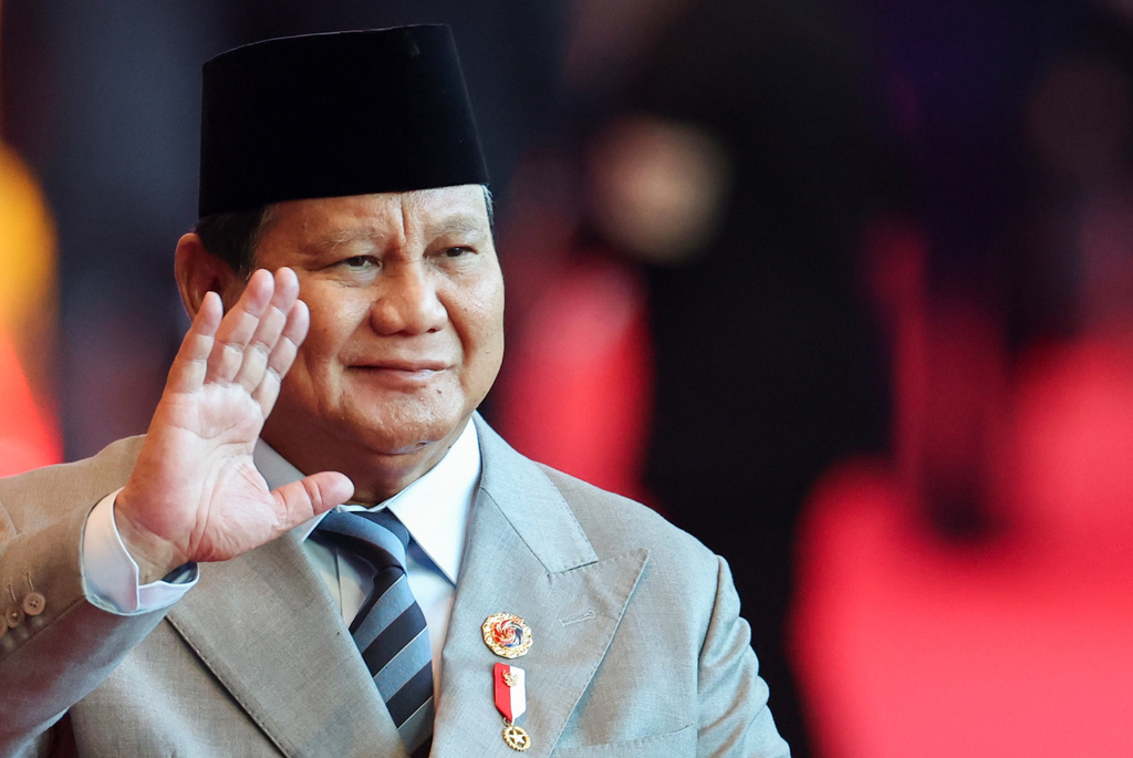 Indonesia's President Prabowo Subianto gestures during the 28th ASEAN Japan Summit, in Kuala Lumpur, Malaysia, Oct. 26, 2025. (Chalinee Thirasupa/Pool Photo via AP)
