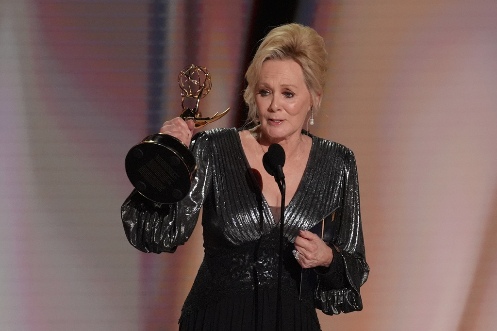 Jean Smart accepts the award for outstanding lead actress in a comedy series for "Hacks" during the 78th Emmy Awards on Monday, Sept. 14, 2026, at the Peacock Theater in Los Angeles. (AP Photo/Chris Pizzello)